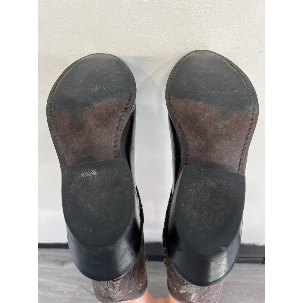 Vintage Texas Brand Brown Leather Western Cowboy Boots Pointed Toe Size 8